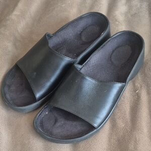 Vtg Birkenstock Tatami Slides 7 Black Leather Bridget Slip On Comfort Sandals 38